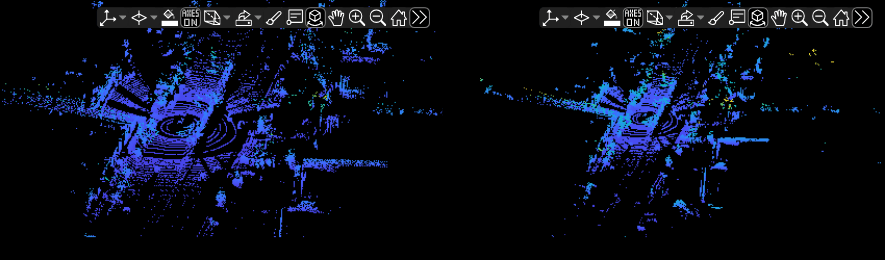 Figure Display Original Unorganized and Reconstructed Organized Point Clouds contains 2 axes objects and other objects of type uipanel. Hidden axes object 1 contains an object of type scatter. Hidden axes object 2 contains an object of type scatter.