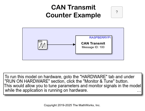 Transmit and Receive Data Using Raspberry Pi CAN Blocks