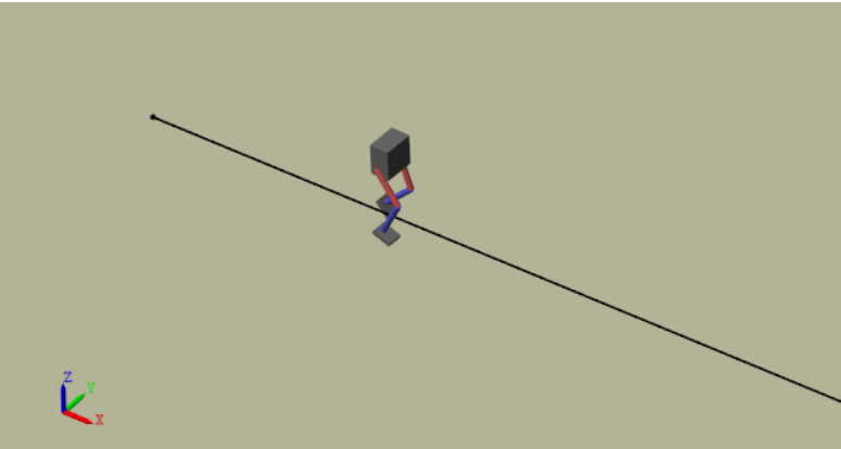 Mechanics Explorer view of the trained biped robot walking forward along a straight line