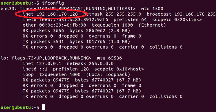Ubuntu virtual machine terminal