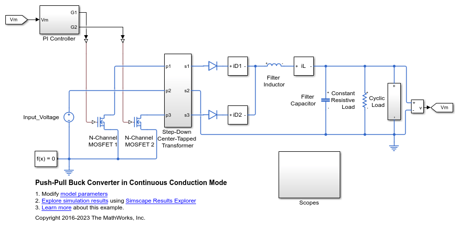 Push-Pull Buck Converter in Continuous Conduction Mode