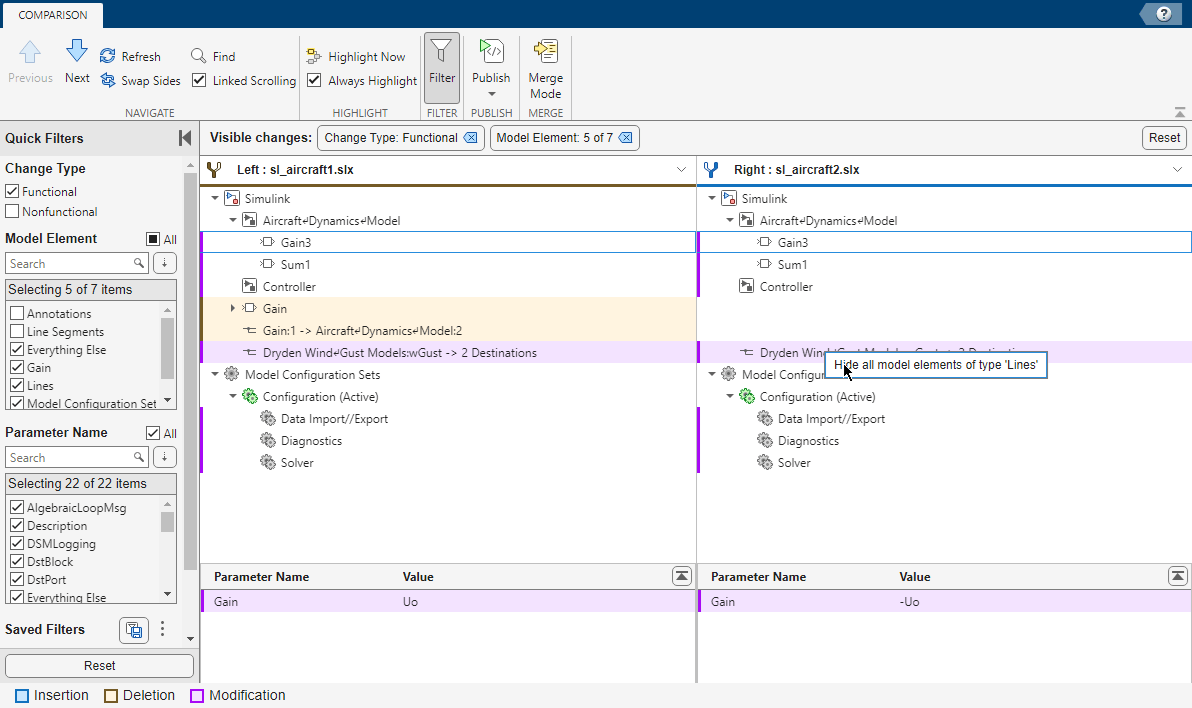 Compare and Merge Simulink Models