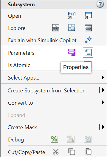 Properties button.