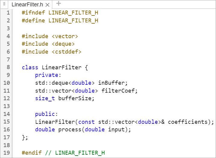 Header file LinearFilter.h.