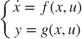 $$ \left\{ {\begin{array}{*{20}c} {\dot x = f(x,u)} \\ {y = g(x,u)} \\ \end{array}} \right. $$