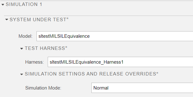 Test Manager with simulation one set for normal mode