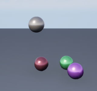Plane actor with ball actors in the 3d environment.