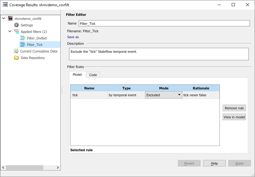 Coverage Results Explorer with two filter files listed