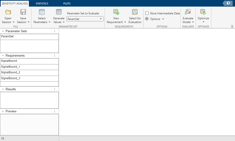 Sensitivity Analyzer app, After import command line objects.png