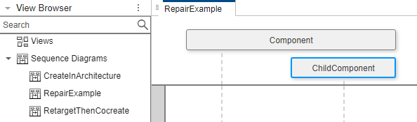 The RepaitExample sequence diagram with the Component and ChildComponent lifelines.