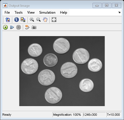 Figure Output Image contains an axes object and other objects of type uiflowcontainer, uimenu, uitoolbar. The hidden axes object contains an object of type image.