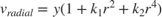 $v_{radial}=y(1+k_{1}r^{2}+k_{2}r^{4})$