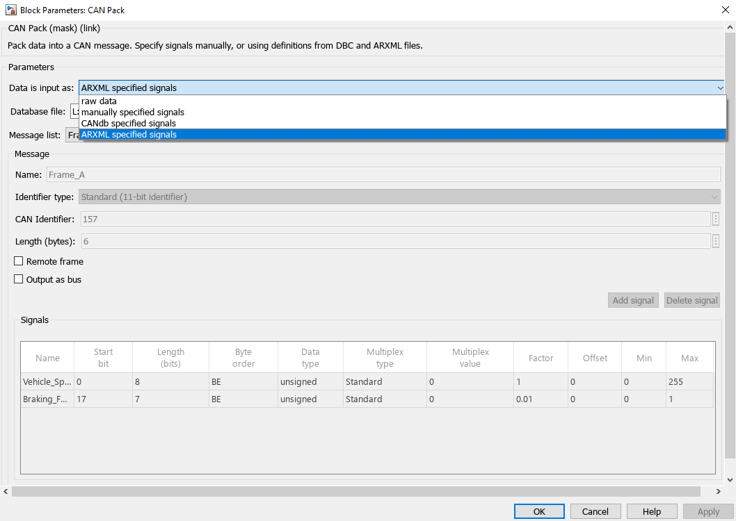 如何在 Simulink 中访问用于 CAN 通信的 ARXML 文件