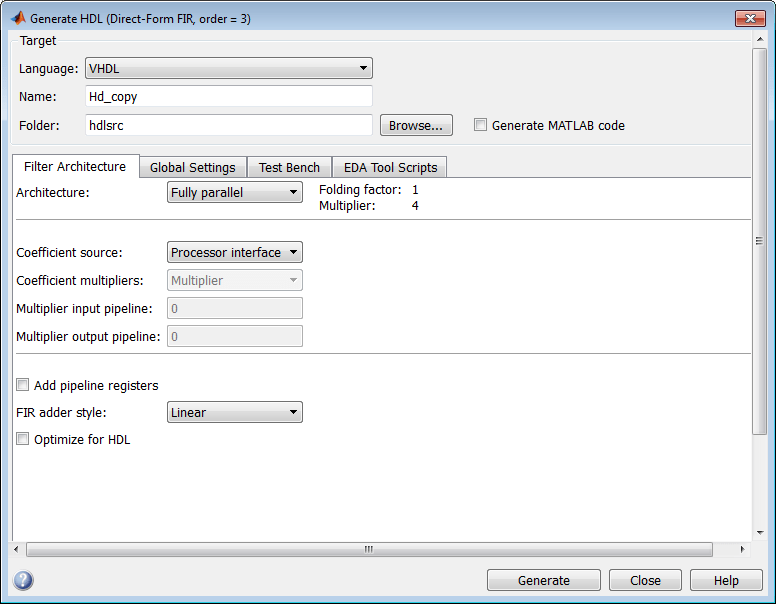 Generate HDL tool