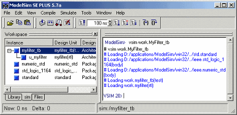 Siemens ModelSim window