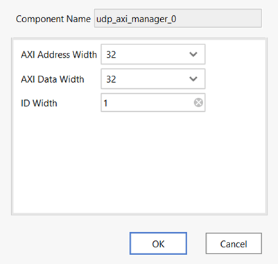 UDP AXI Manager IP parameters