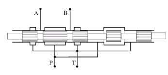 Drawing of valve with open pump in neutral position