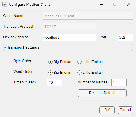 Configure Modbus TCP/IP Client