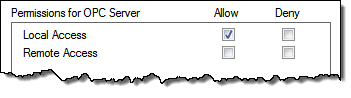 OPC server permissions allowing local access