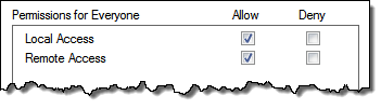 Permissions allowing local and remote access