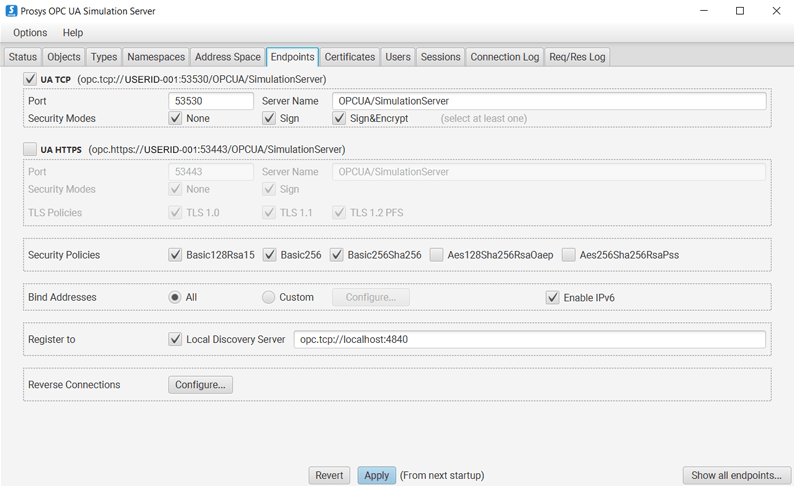 endpoints tab