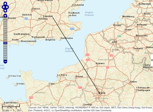Line displayed on a web map