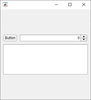 Figure with a button next to a spinner, and a text area underneath. The size of the button fits its text, and the height of the spinner is the same as that of the button. The text area is 100 pixels tall.