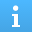 Square blue icon with a lowercase "i" character
