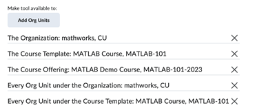 Brightspace LTI 1.3 dialog for add org units