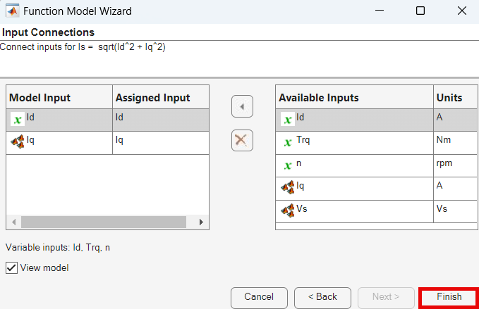 Function model wizard dialog