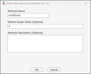 Sample Numeric attribute with "Attribute Name" set to numDoors and the default value set to 4