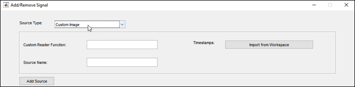 Add Signal dialog box with Source Type set to Custom Image