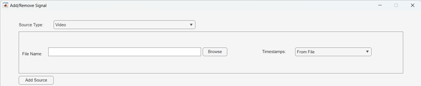 Add Signal dialog box with Source Type set to Video