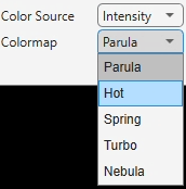 Colormap options as Parula, Hot, Spring, Turbo, and Nebula