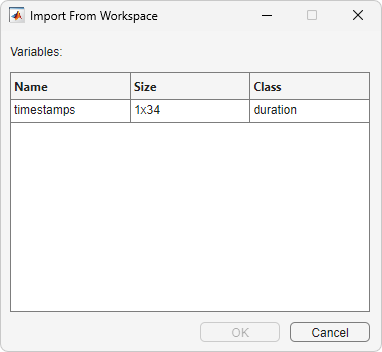 Import From Workspace dialog box.