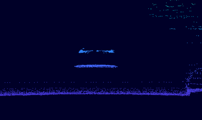 Ego perspective view of a driving scene point cloud.