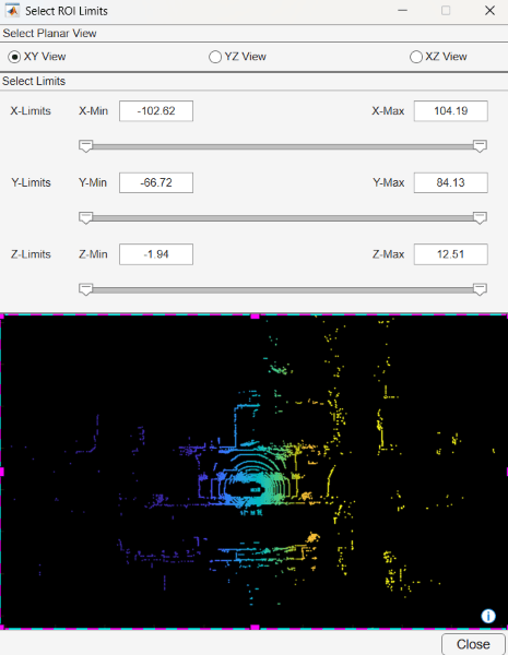 List of saved ROI views