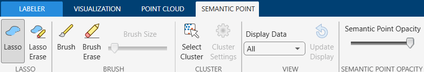 Toolstrip options for semantic point tab.