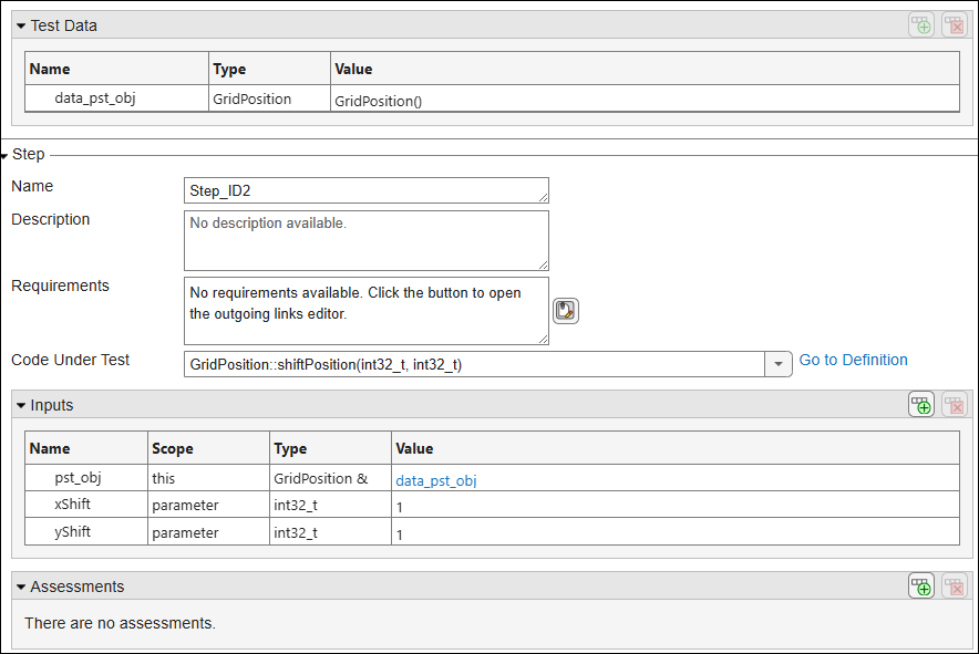 Test step with the object pst_obj assigned to the same test data data_pst_obj created earlier