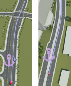 Driving scenario on highway in two different scenes