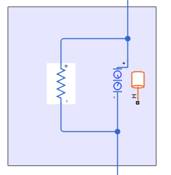 Circuit diagram showing a resistor connected in parallel with the battery.