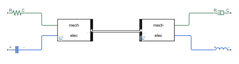 Two rigid Simscape Bus blocks with other blocks connected to them