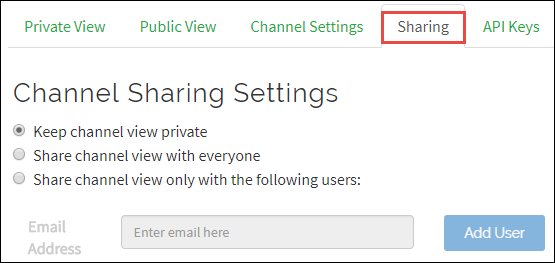 ThingSpeak Channel Sharing Settings