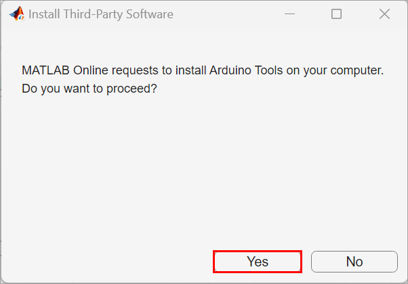 Notification for Arduino Simulink Online 3P Installation