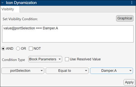 Visibility condition for the translational damper element