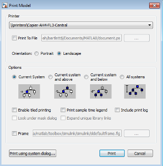 Print Model dialog box