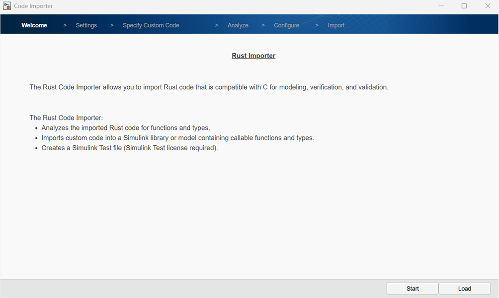 Rust Importer wizard Welcome page.