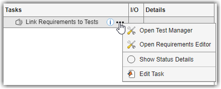 Process Advisor manual task with task tools for opening Test Manager and Requirements Editor