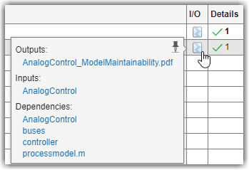 Hyperlinks for the task iteration outputs, inputs, and dependencies