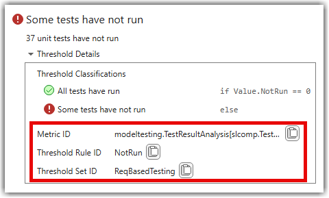 Threshold rules for the "Not Run" widget